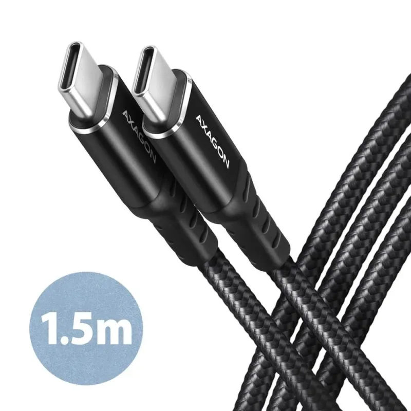 Cable usb-c to usb-c 1.5m 60w-hq black bucm-cm15ab axagon