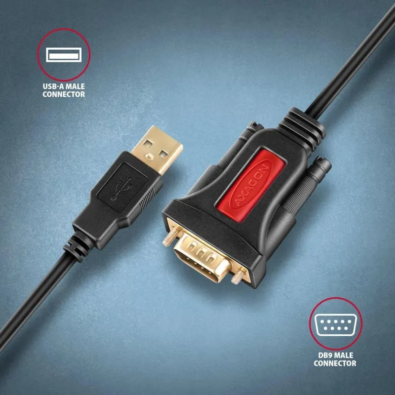Cable usb2.0 to rs-232 db9-m-1.5m ads-1psn axagon