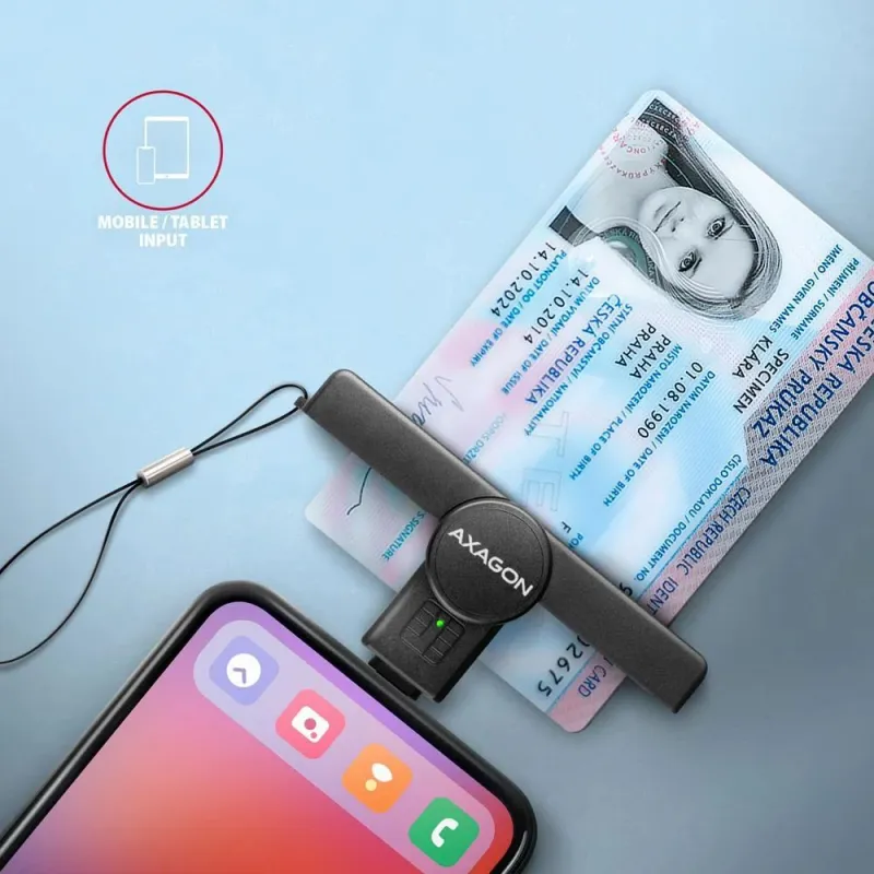 AXAGON Foldable pocket USB-C contact Smart-ID card reader - CRE-SMPC