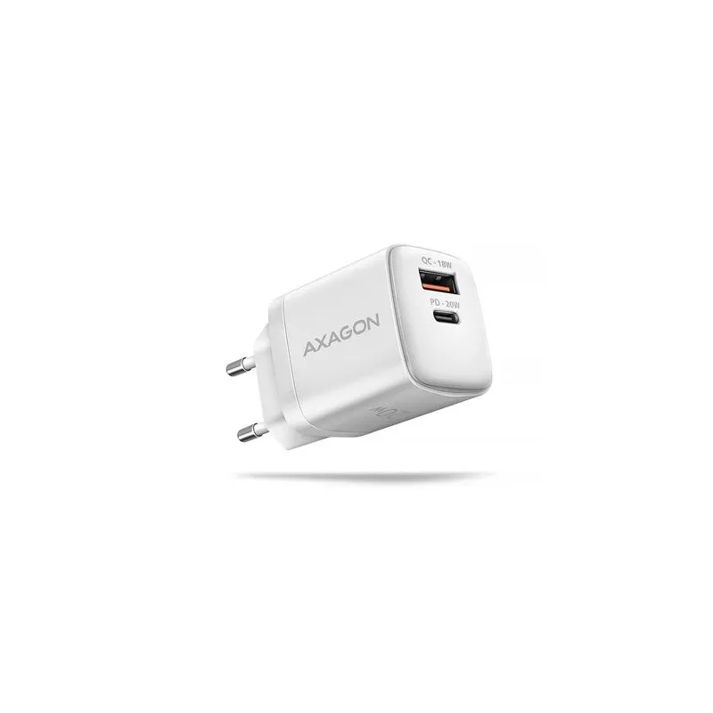 Mobile charger wall usb 20w-2port white acu-pq20w axagon