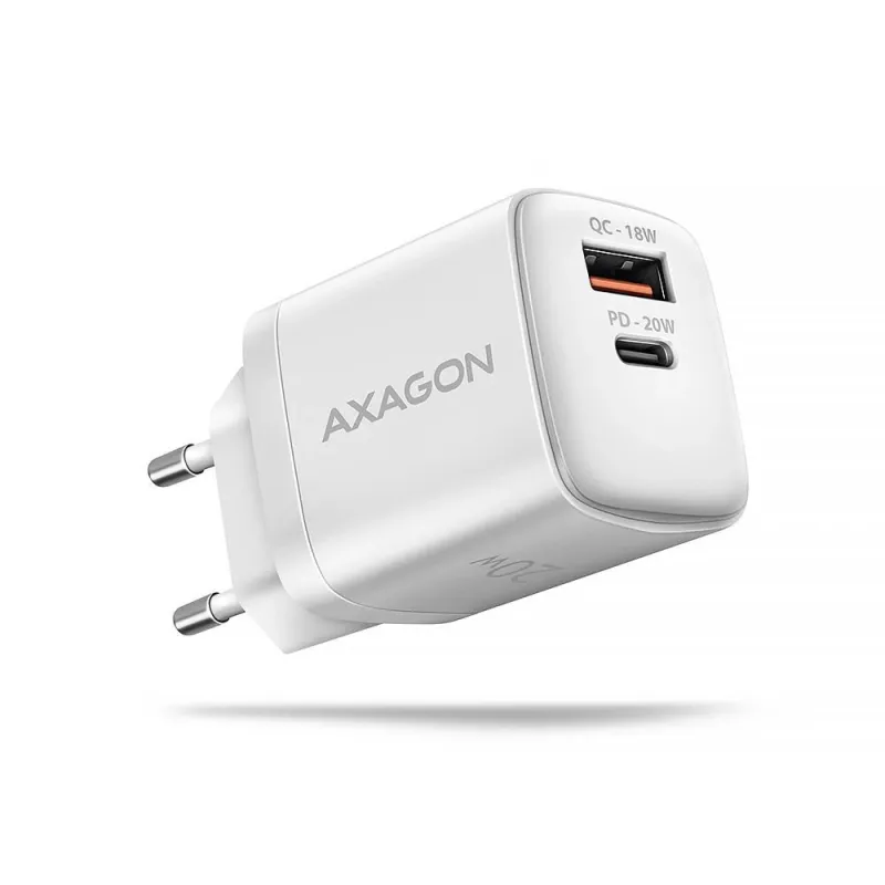 Mobile charger wall usb 20w-2port white acu-pq20w axagon