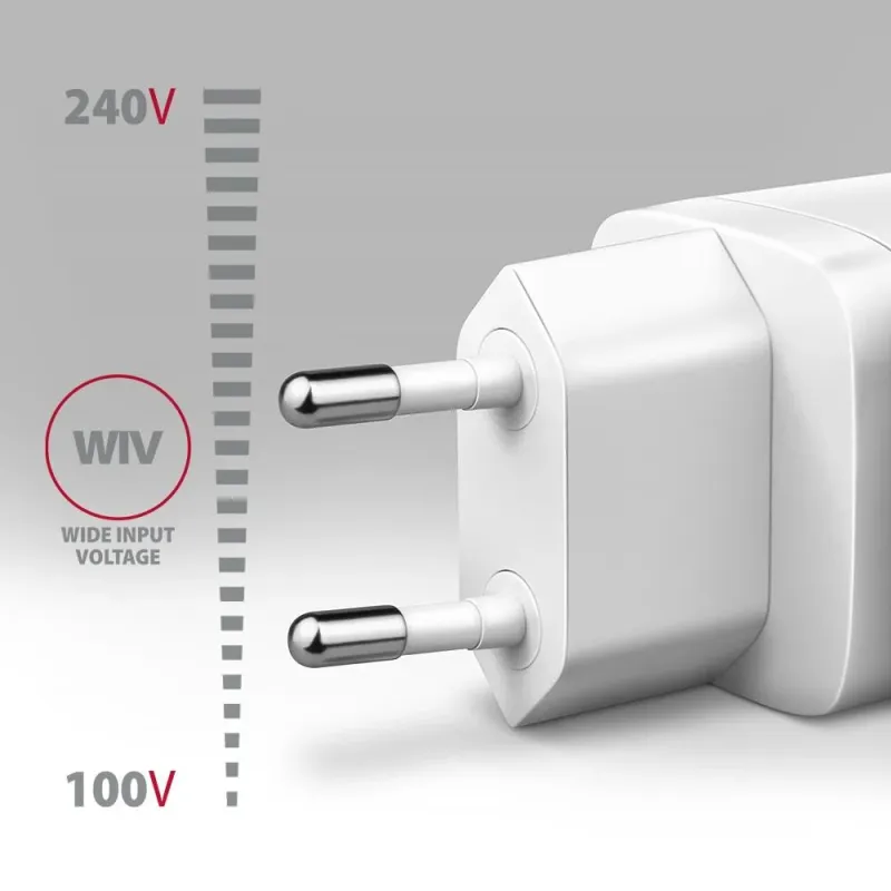 Mobile charger wall usb 20w-2port white acu-pq20w axagon