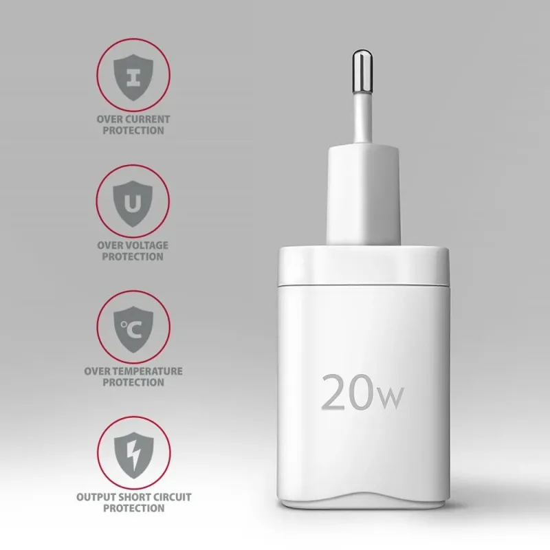 Mobile charger wall usb 20w-2port white acu-pq20w axagon