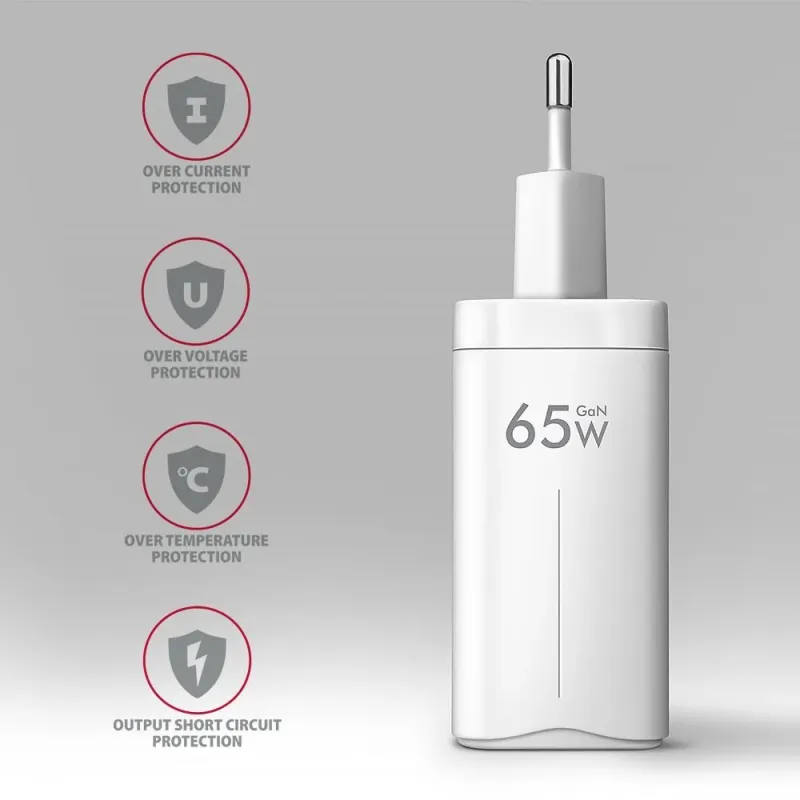 Mobile charger wall usb 65w-gan 3port acu-dpq65w axagon