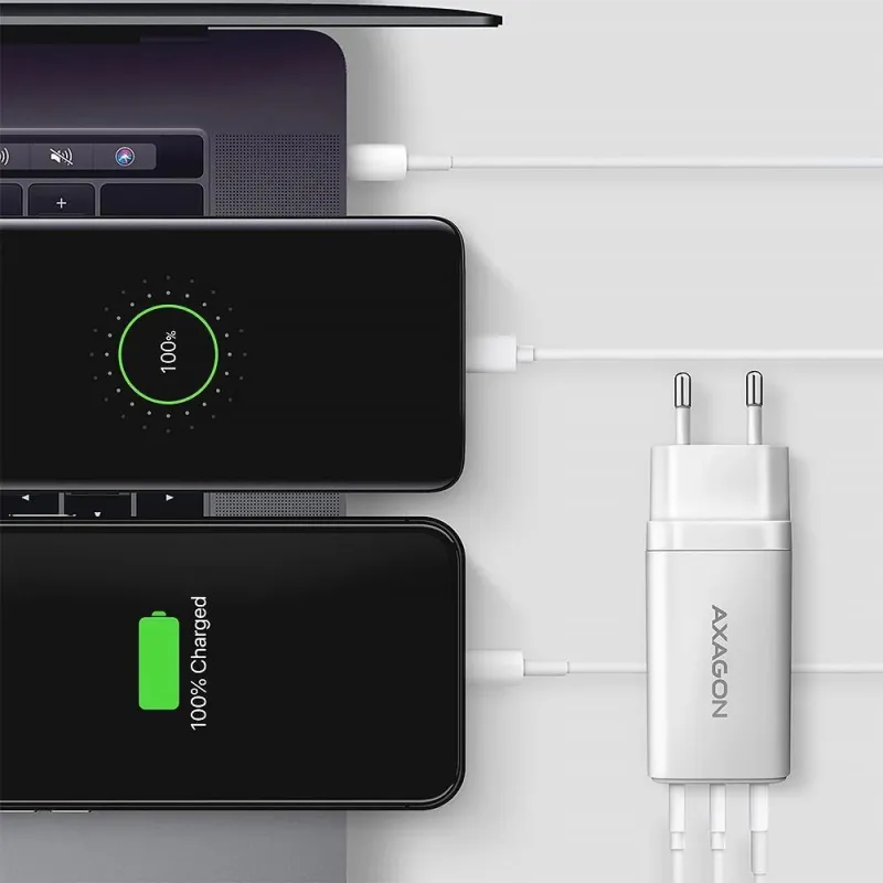 Mobile charger wall usb 65w-gan 3port acu-dpq65w axagon