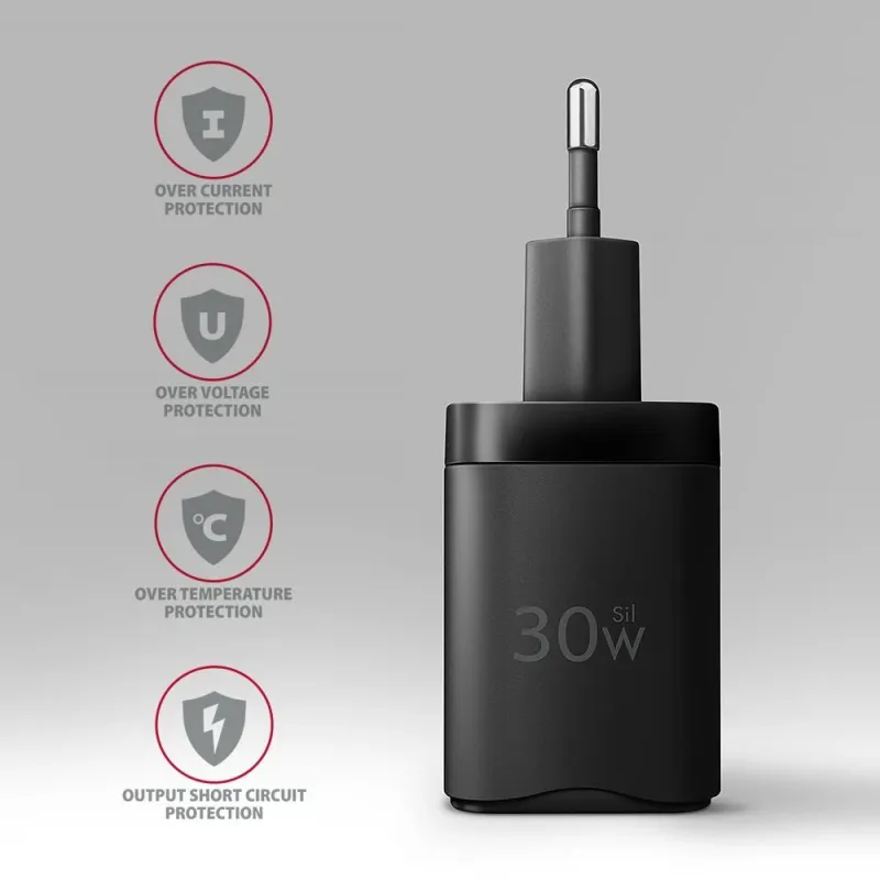 Mobile charger wall usb-c 30w-1port black acu-pd30 axagon