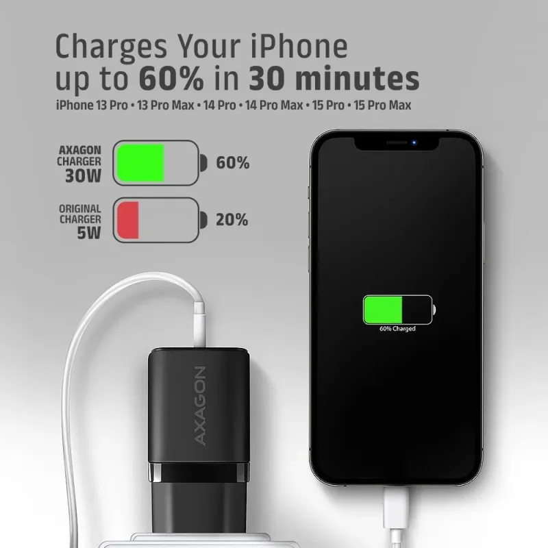 Mobile charger wall usb-c 30w-1port black acu-pd30 axagon