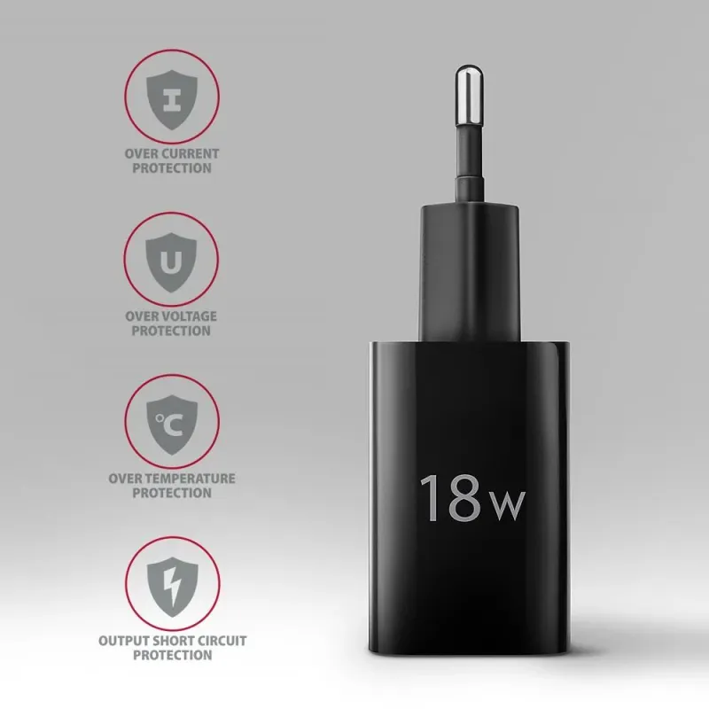 Mobile charger wall usb 18w-1port black acu-qc18 axagon