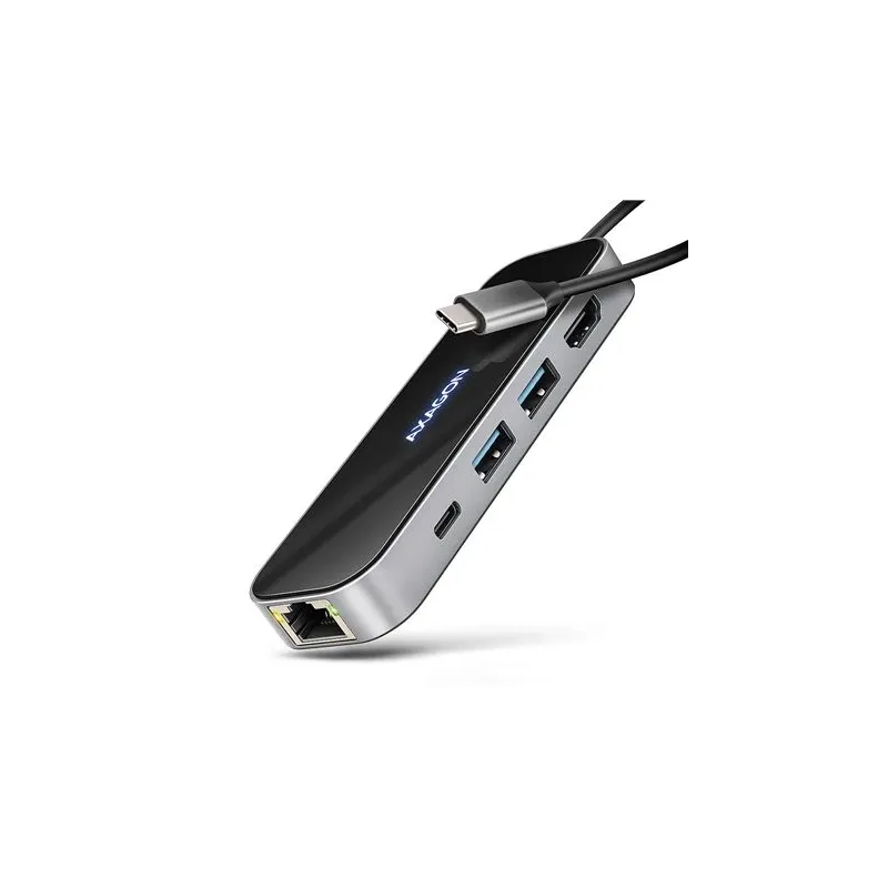 I-o hub usb-c 6in1-glass 0.2m hmc-6gln axagon