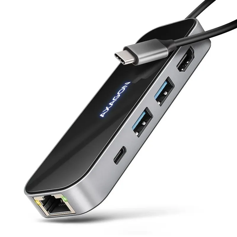 I-o hub usb-c 6in1-glass 0.2m hmc-6gln axagon