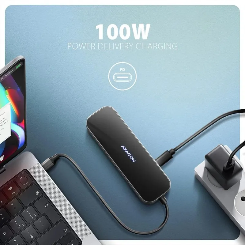 I-o hub usb-c 6in1-glass 0.2m hmc-6gln axagon