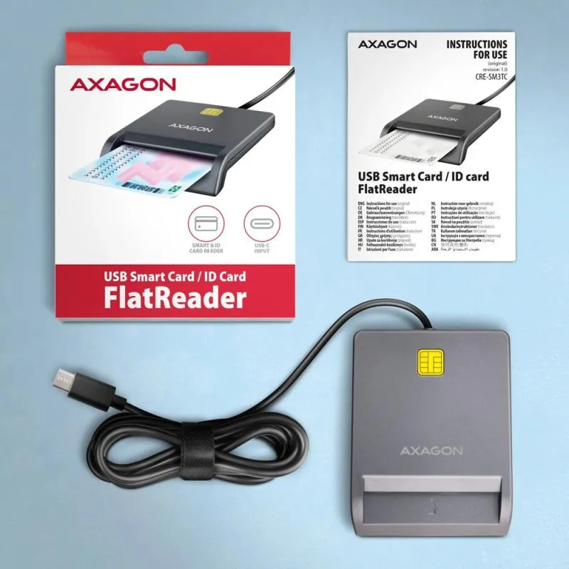Card reader flat smartcard-id-usb-c 1.3m cre-sm3tc axagon