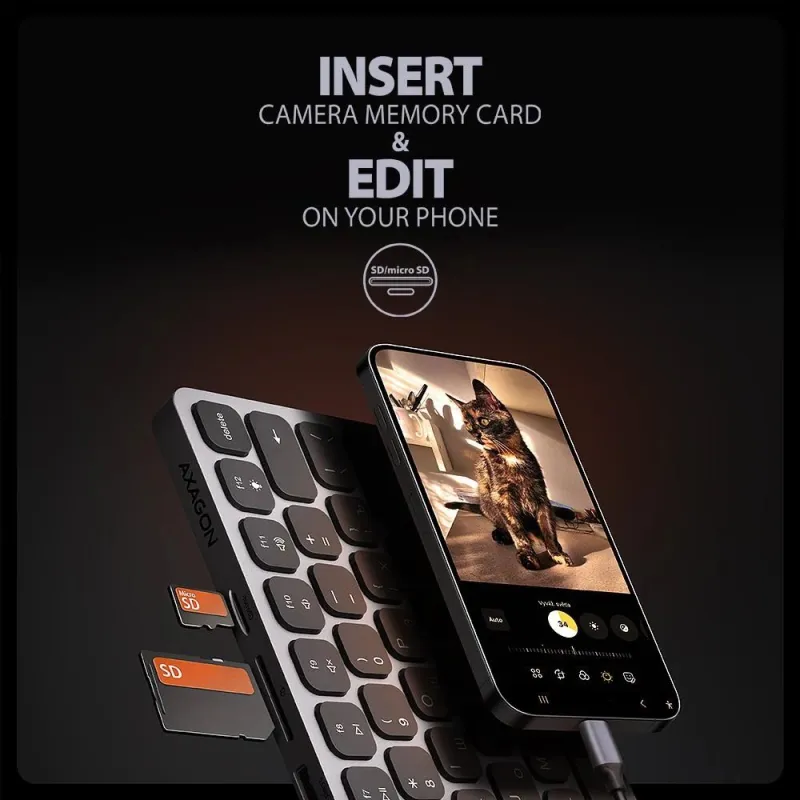 Keyboard + i-o hub 9in1-0.6m hmc-kb-crl axagon