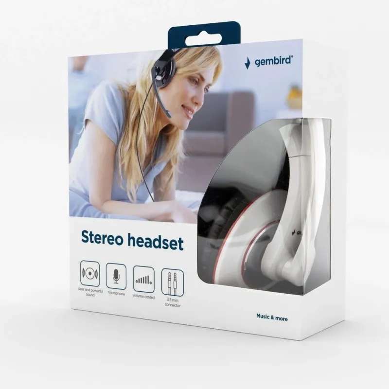 Headset stereo white-mhs-001-gw gembird