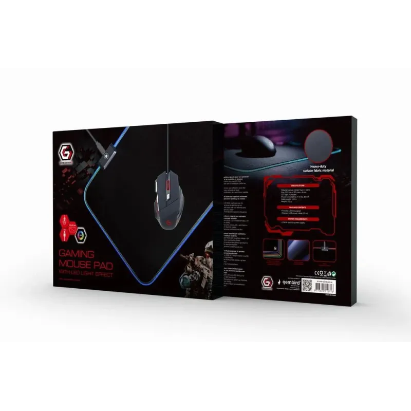Mouse pad gaming led medium-mp-gameled-m gembird
