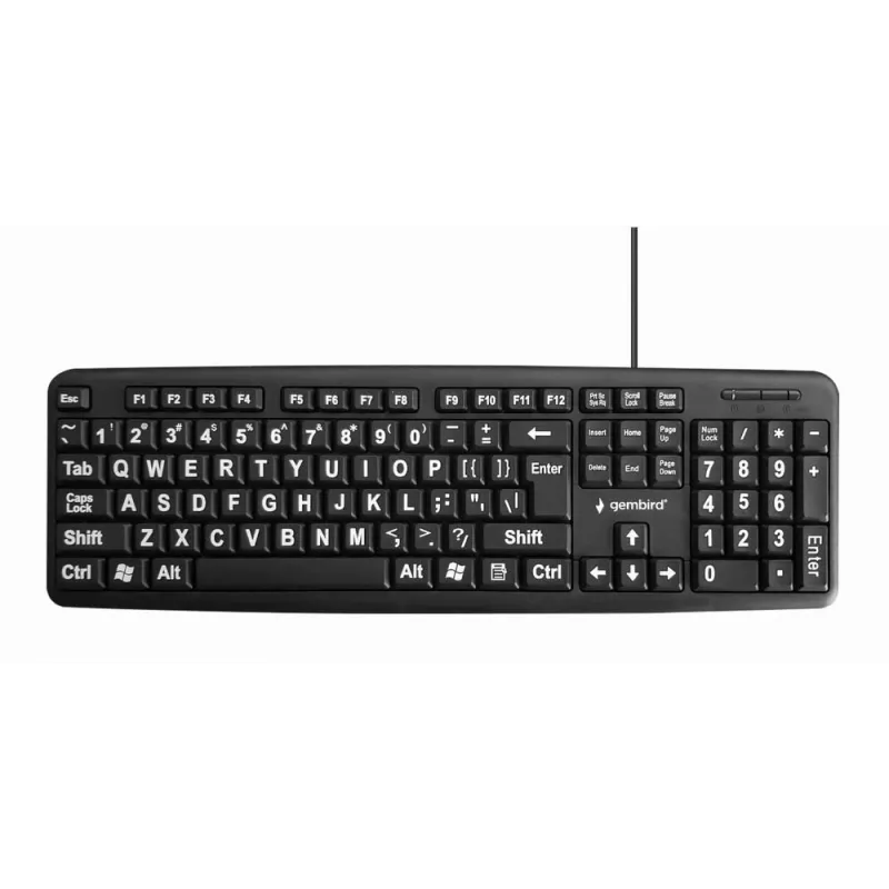 Keyboard standart usb eng big-lett. black kb-us-103 gembird