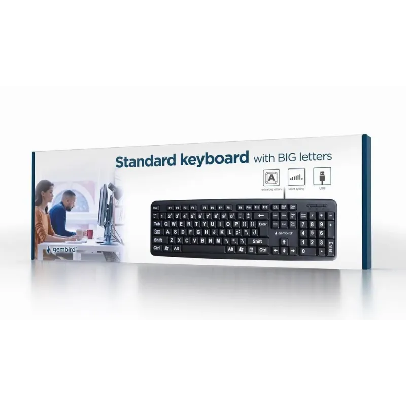 Keyboard standart usb eng big-lett. black kb-us-103 gembird