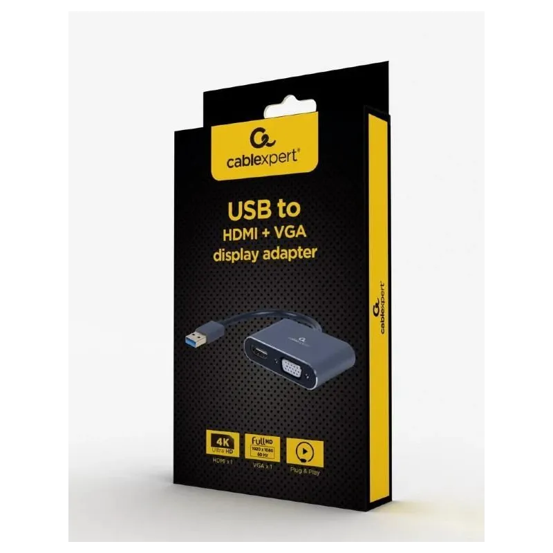 Cablexpert - USB display adapter - A-USB3-HDMIVGA-01 - USB 3.0 Type-A - 0.15 m