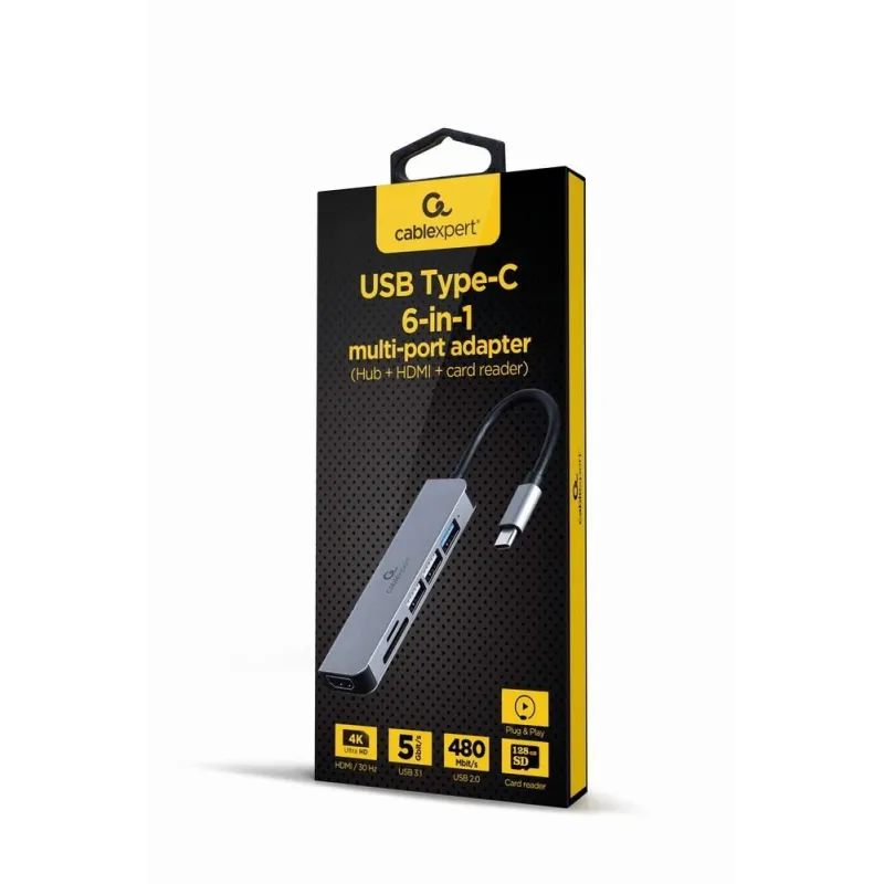 I-o adapter usb-c to hdmi-usb3-6in1 a-cm-combo6-02 gembird