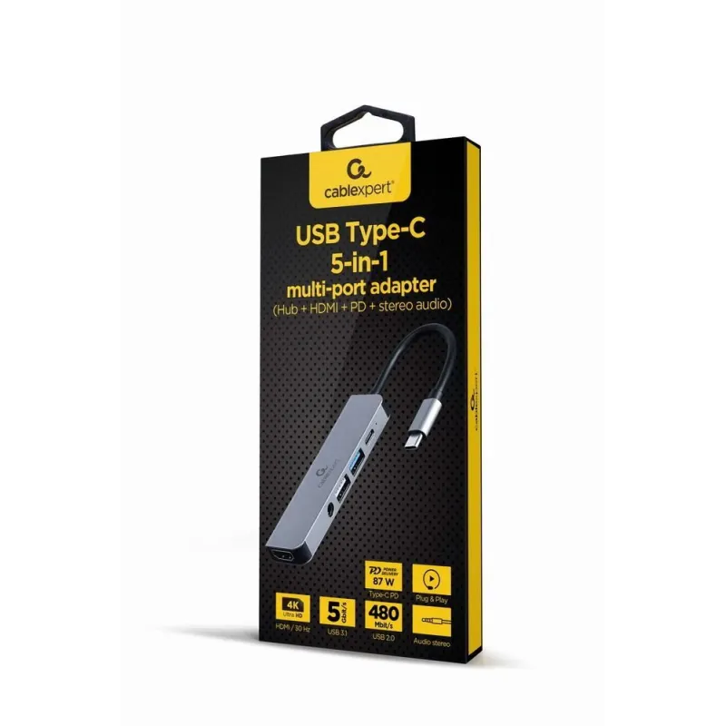 I-o adapter usb-c to hdmi-usb3-5in1 a-cm-combo5-02 gembird
