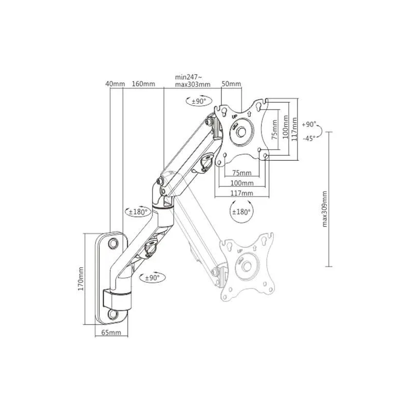 Display acc mounting arm 27-ma-wa1-02 gembird