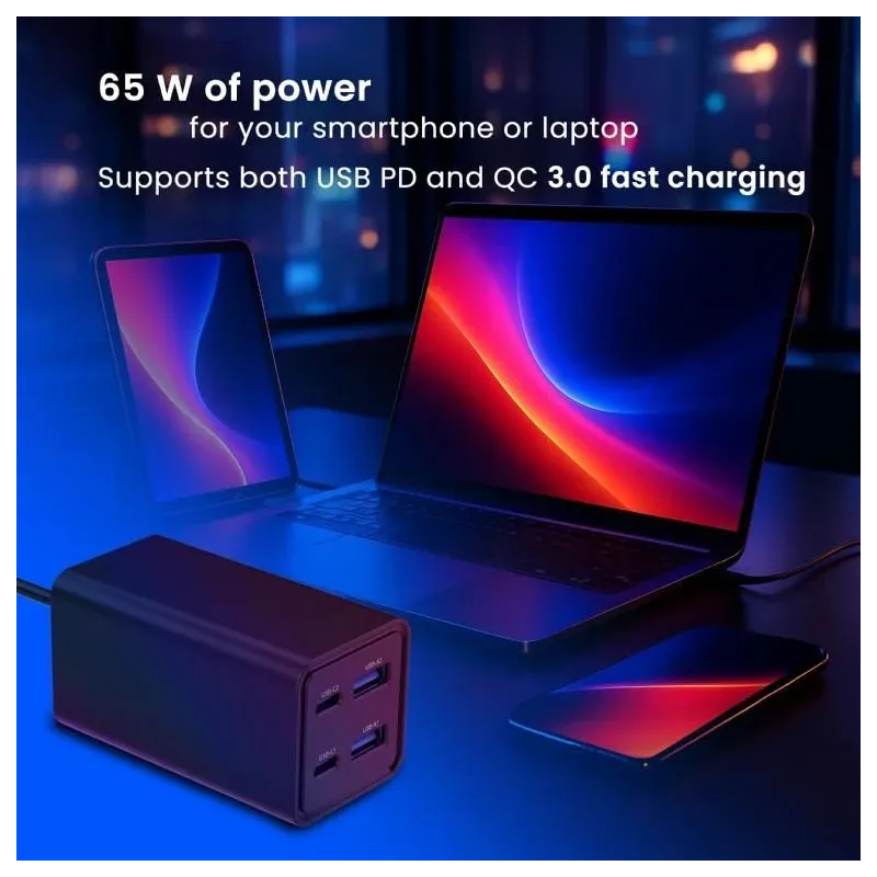 Charger usb universal 4p 65w-ta-uc-2a2c-pd65-01-bk gembird