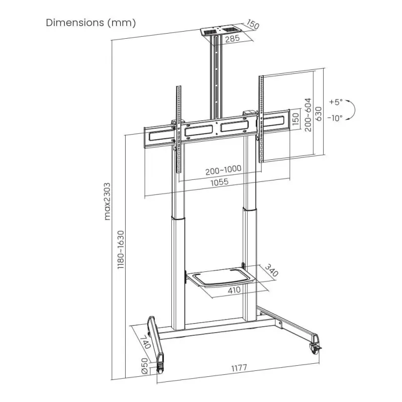 Tv set acc floor stand 60-100-tvs-100t-03 gembird