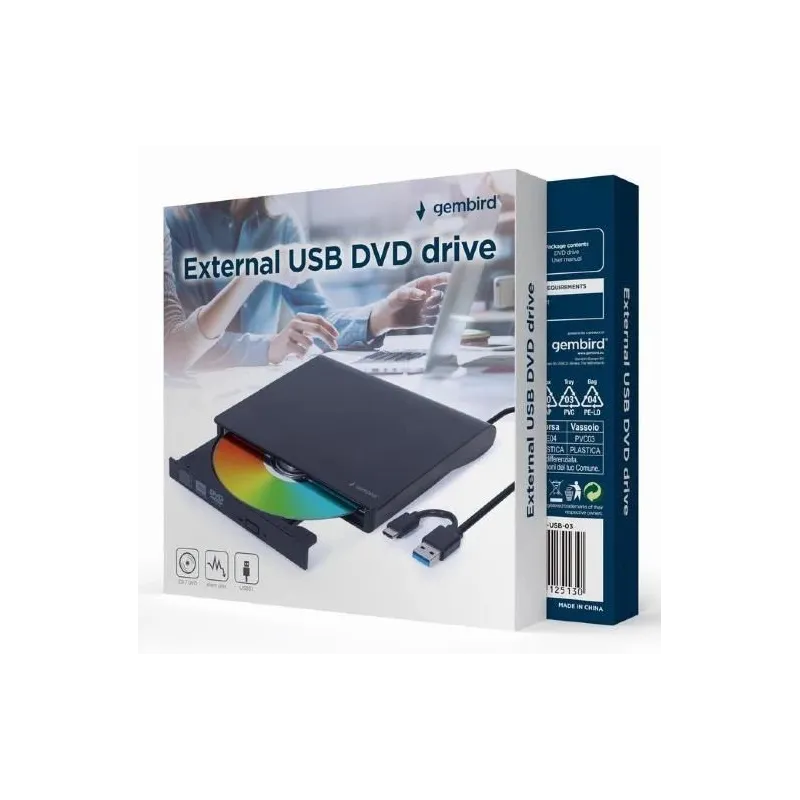 Dvd rw usb3-usb-c 8x ext rtl-black dvd-usb-031 gembird