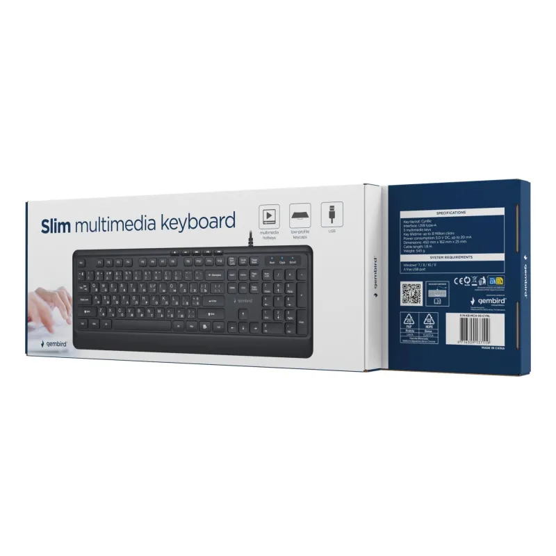 Keyboard multimedia usb cyrill-black kb-mch-05-cyrl gembird