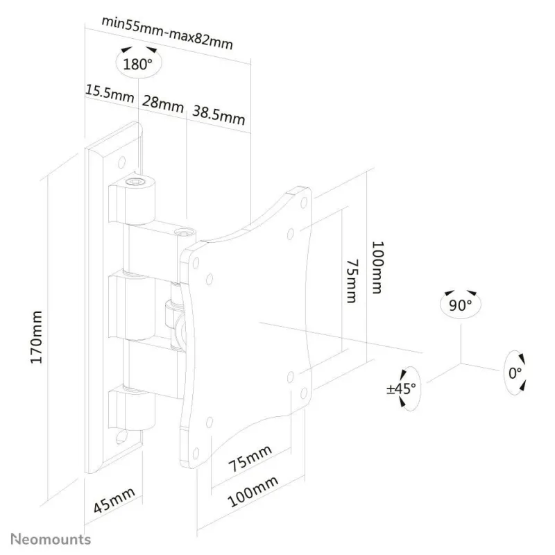 Tv set acc wall mount 10-24-fpma-w810black neomounts
