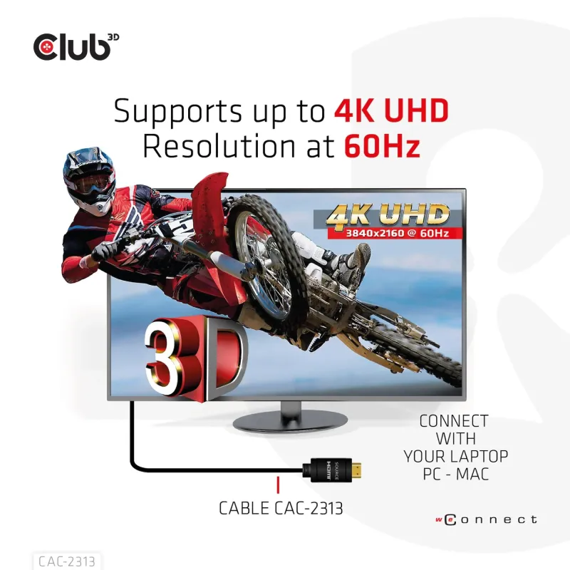 Cable hdmi to hdmi 10m-m-m cac-2313 club3d