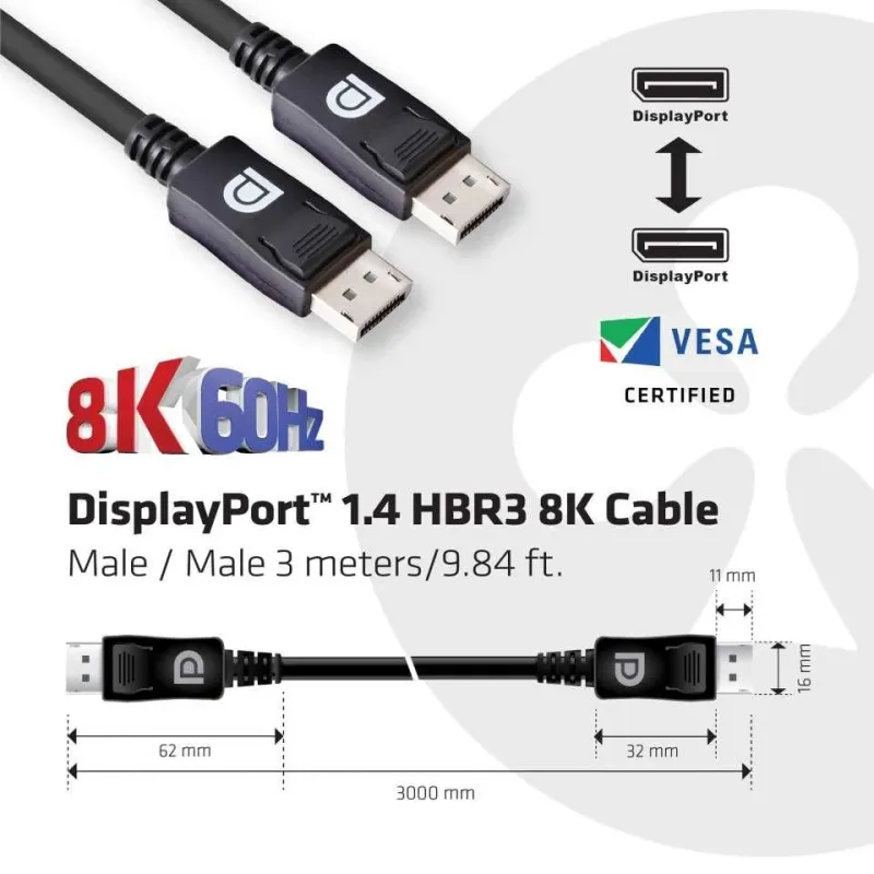 Cable dp to dp 3m-m-m cac-1060 club3d