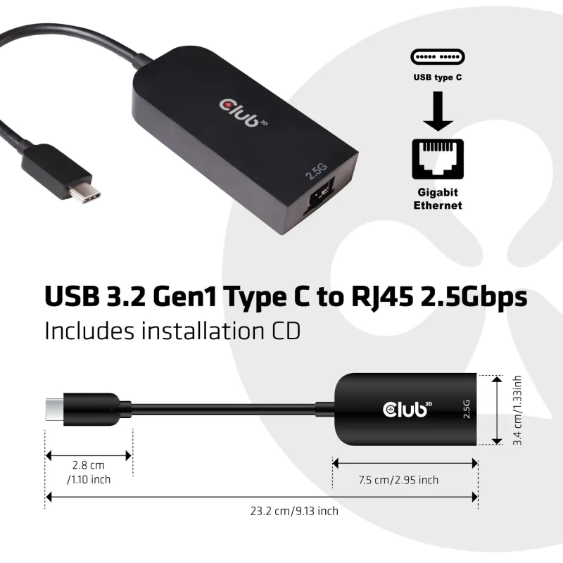 I-o adapter usb3.2 to rj45-m-f cac-1520 club3d