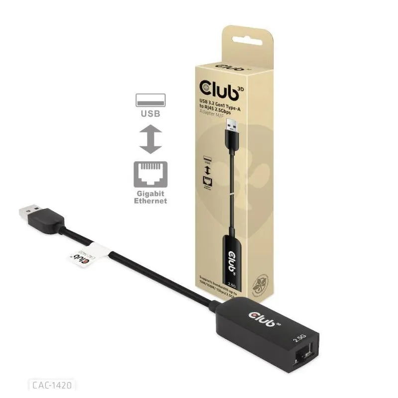 I-o adapter usb3.2 to rj45-m-f cac-1420 club3d
