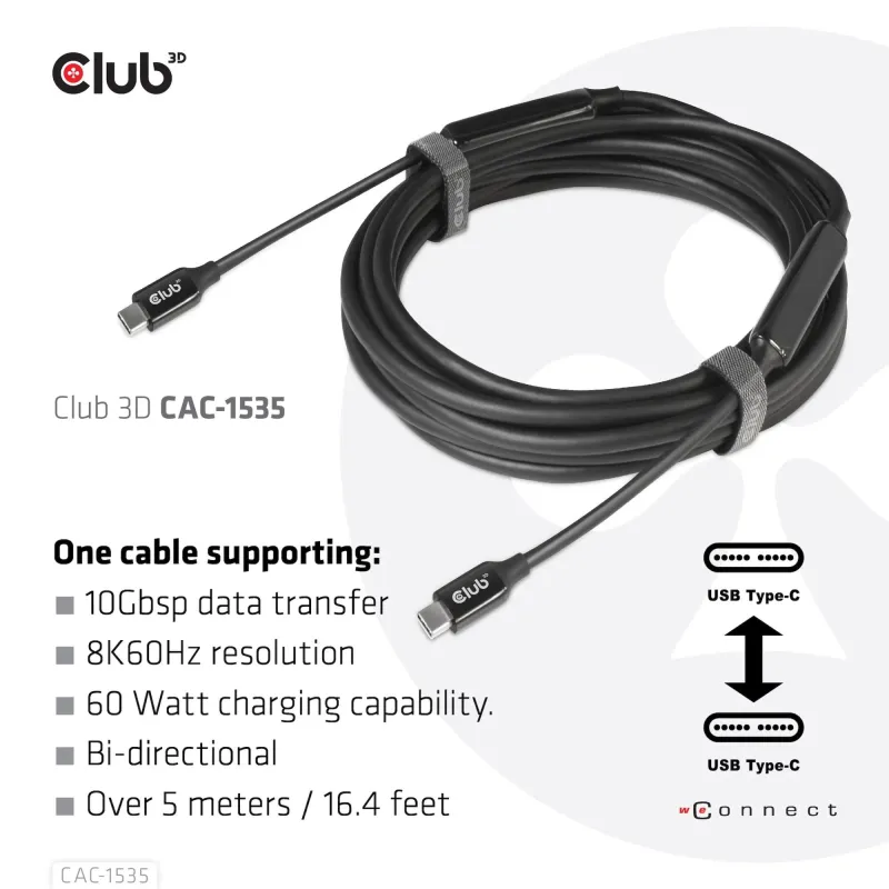 Cable usb-c to usb-c 5m-m-m cac-1535 club3d