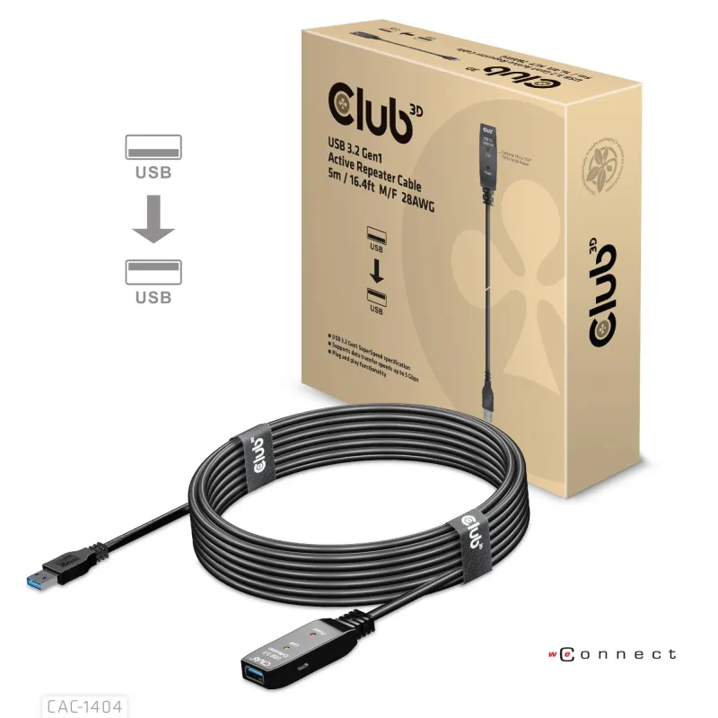 Cable usb3.2 to usb3.2 5m-m-f cac-1404 club3d