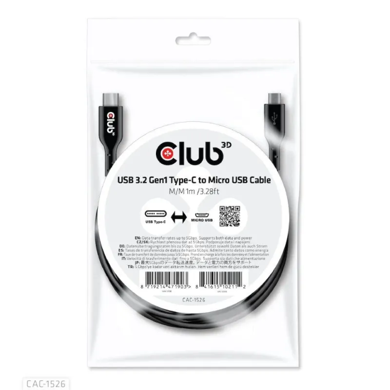 Cable usb to micro usb 1m-m-m cac-1526 club3d