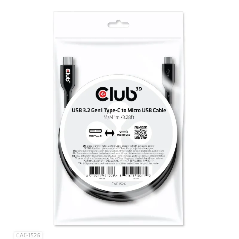 Cable usb to micro usb 1m-m-m cac-1526 club3d