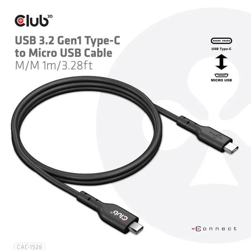 Cable usb to micro usb 1m-m-m cac-1526 club3d