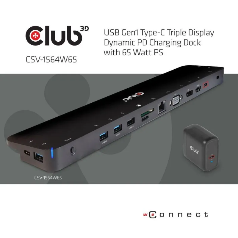Nb acc docking station-usb-c 65w csv-1564w65 club3d