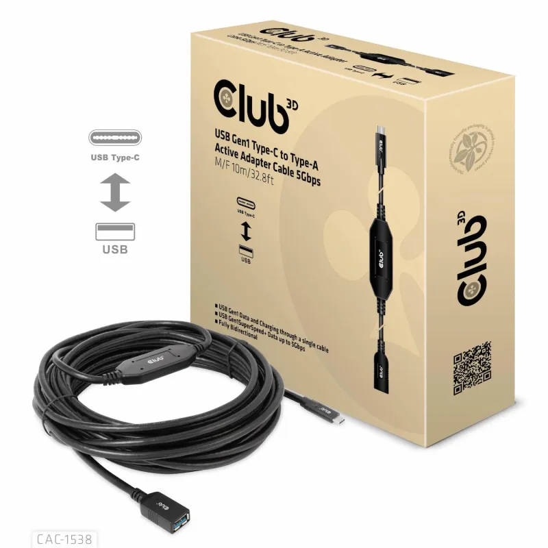 Cable usb-c to usb 10m-m-f cac-1538 club3d