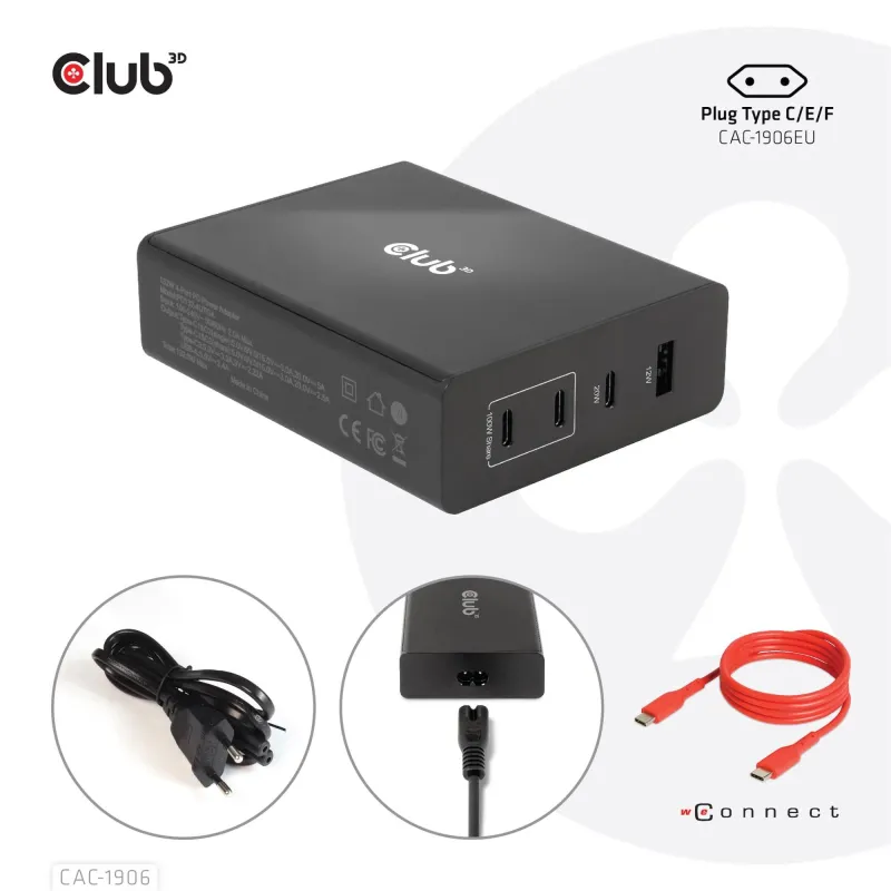 Mobile travel charger usb-c-132w gan cac-1906 club3d