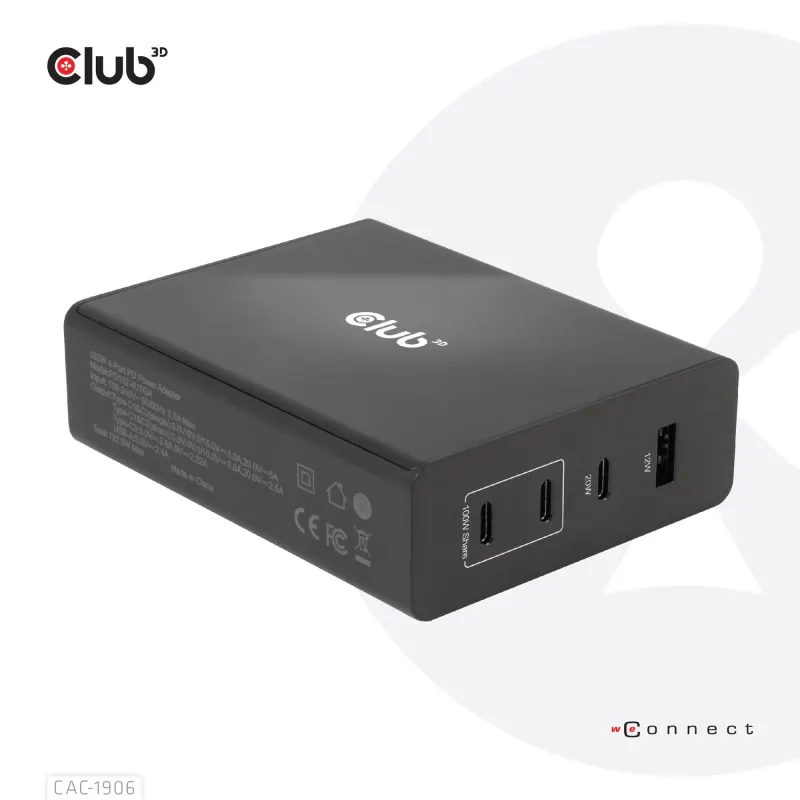 Mobile travel charger usb-c-132w gan cac-1906 club3d