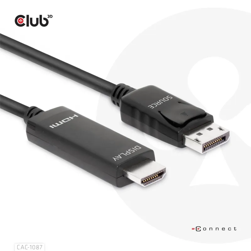 Cable dp to hdmi 3m-m-m cac-1087 club3d