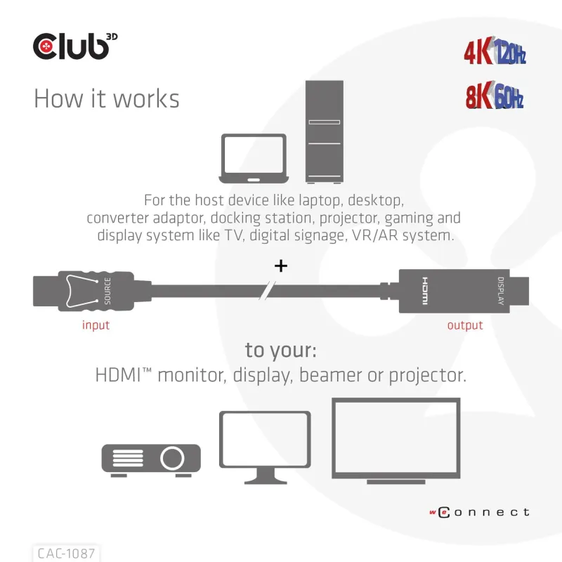 Cable dp to hdmi 3m-m-m cac-1087 club3d
