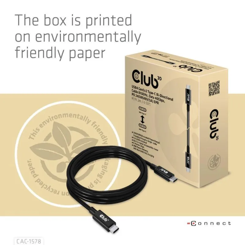 Cable usb-c bi-directional 2m-m-m cac-1578 club3d