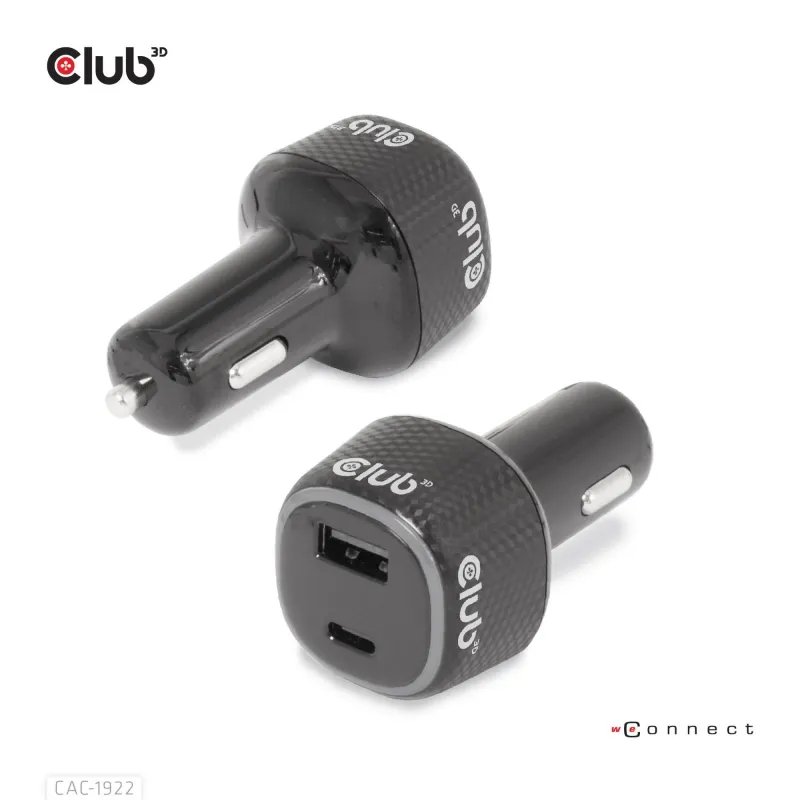 Nb charger car usb+usb-c-63w cac-1922 club3d