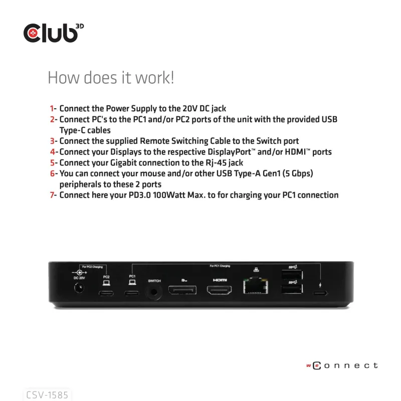 Nb acc docking station-usb-c 120w csv-1585 club3d