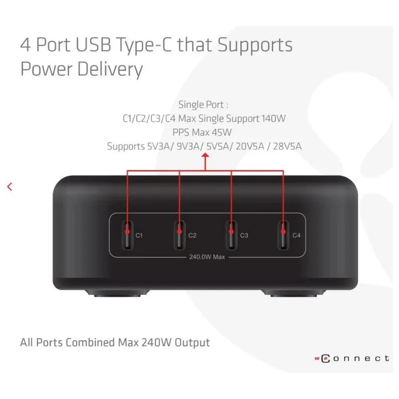 Mobile charger 4port-gan 240w cac-1918 club3d