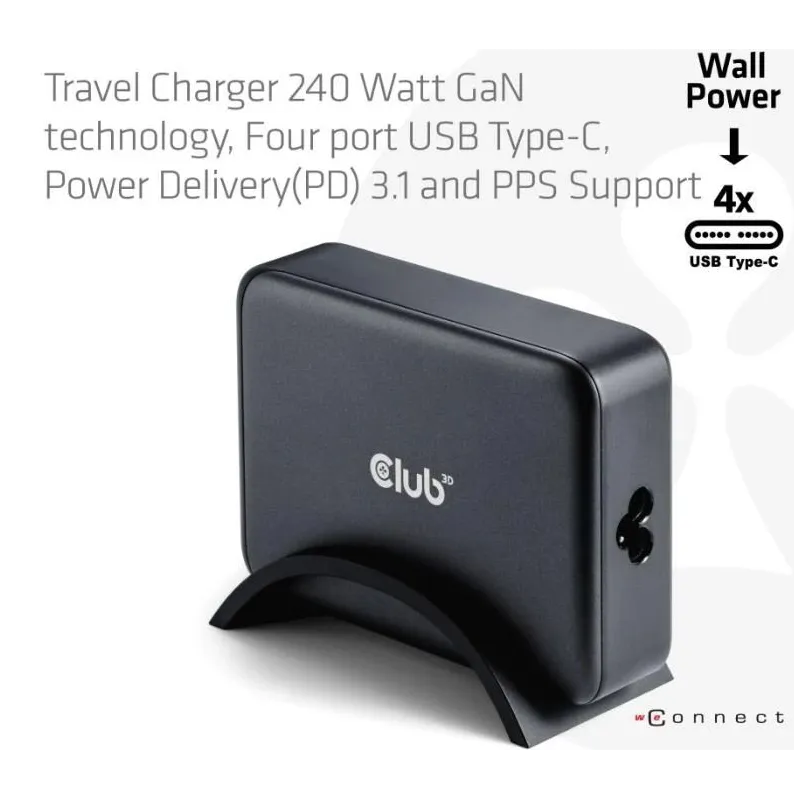 Mobile charger 4port-gan 240w cac-1918 club3d